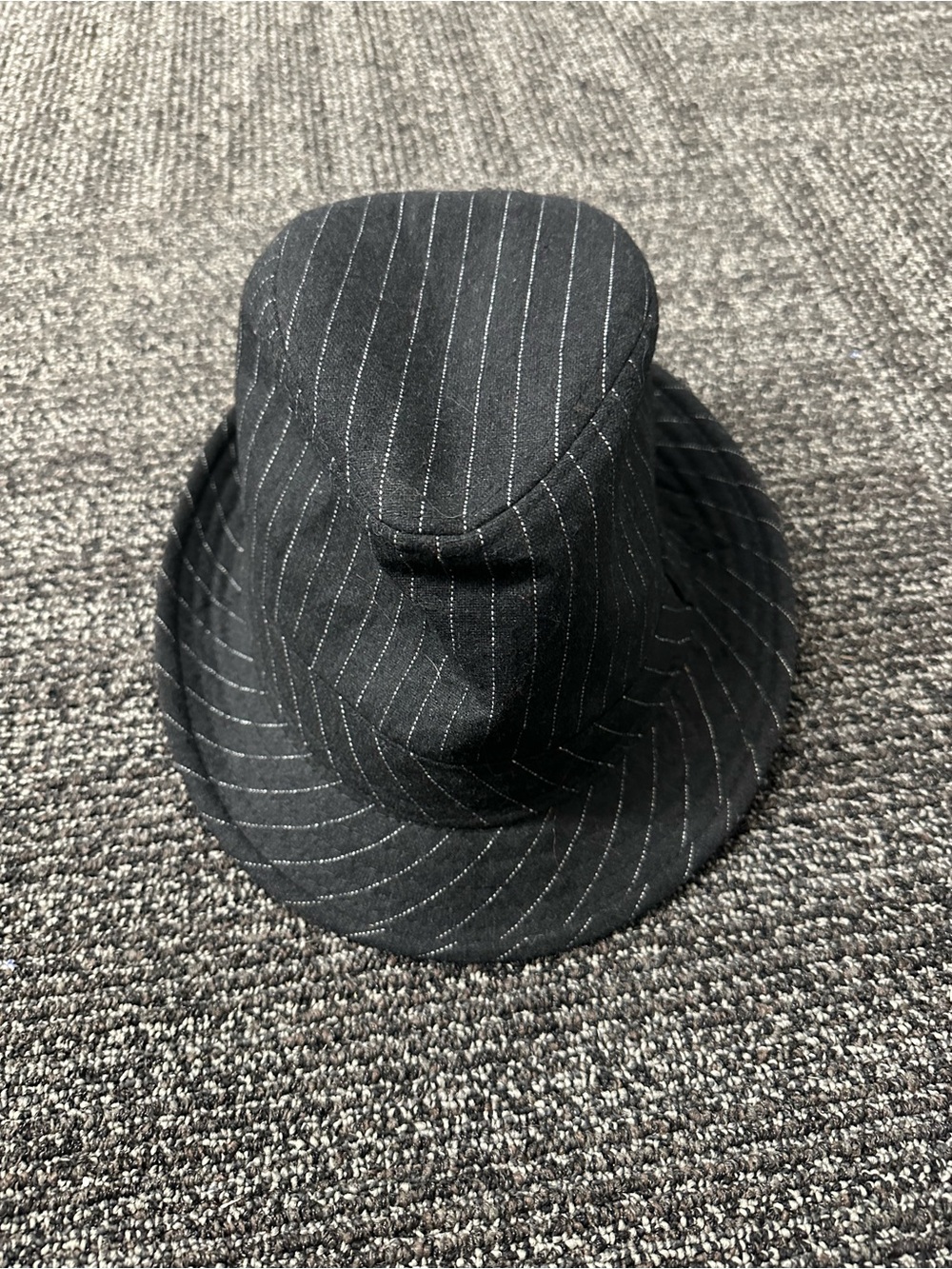 Black Pinstripe  Hat Polyester Classic Gangster Style Trilby Dress Hat
